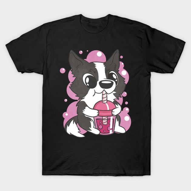 Border collie dog bubble tea T-Shirt by Picasso_design1995